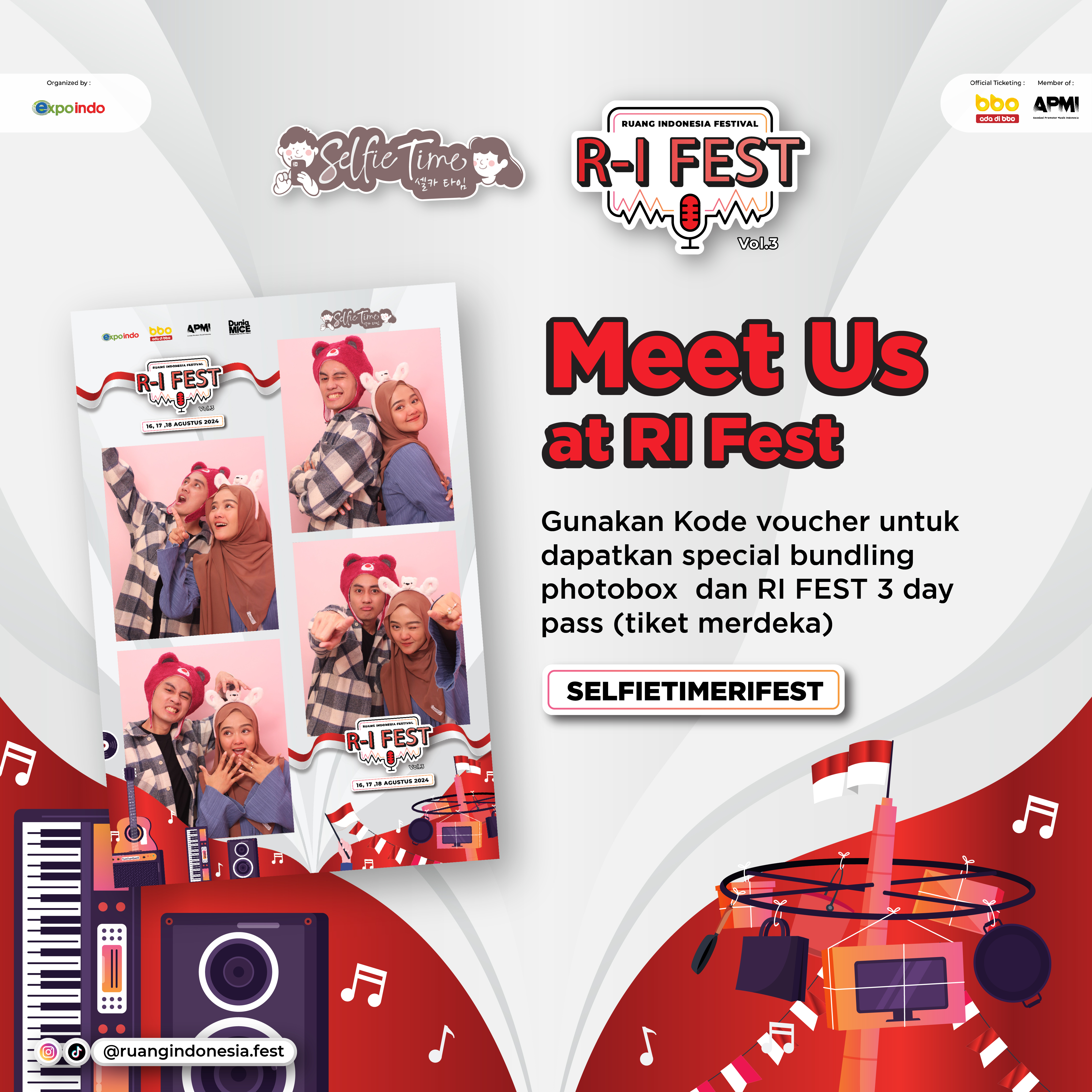 Selfie Time Bagi-bagi Tiket ‘Meet Us RI FEST’, Ada Spesial Promo Photobox!