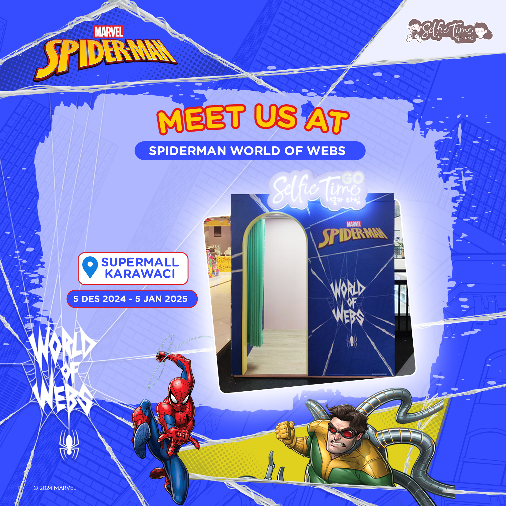 Foto Tema Marvel Spider-Man, Yuk Rayakan Liburan Tahun Baru di Selfie Time!